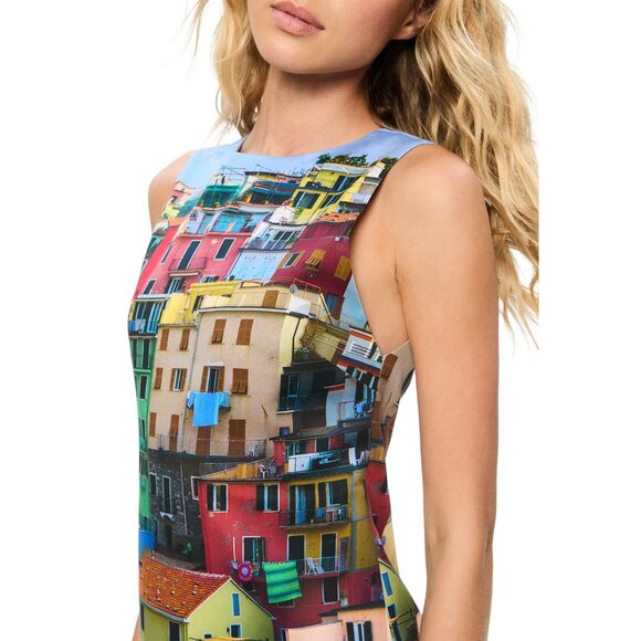 ALICE + OLIVIA Clyde Mini Shift Dress in Italian Landscape, Size 8, NWT - Picture 6 of 16